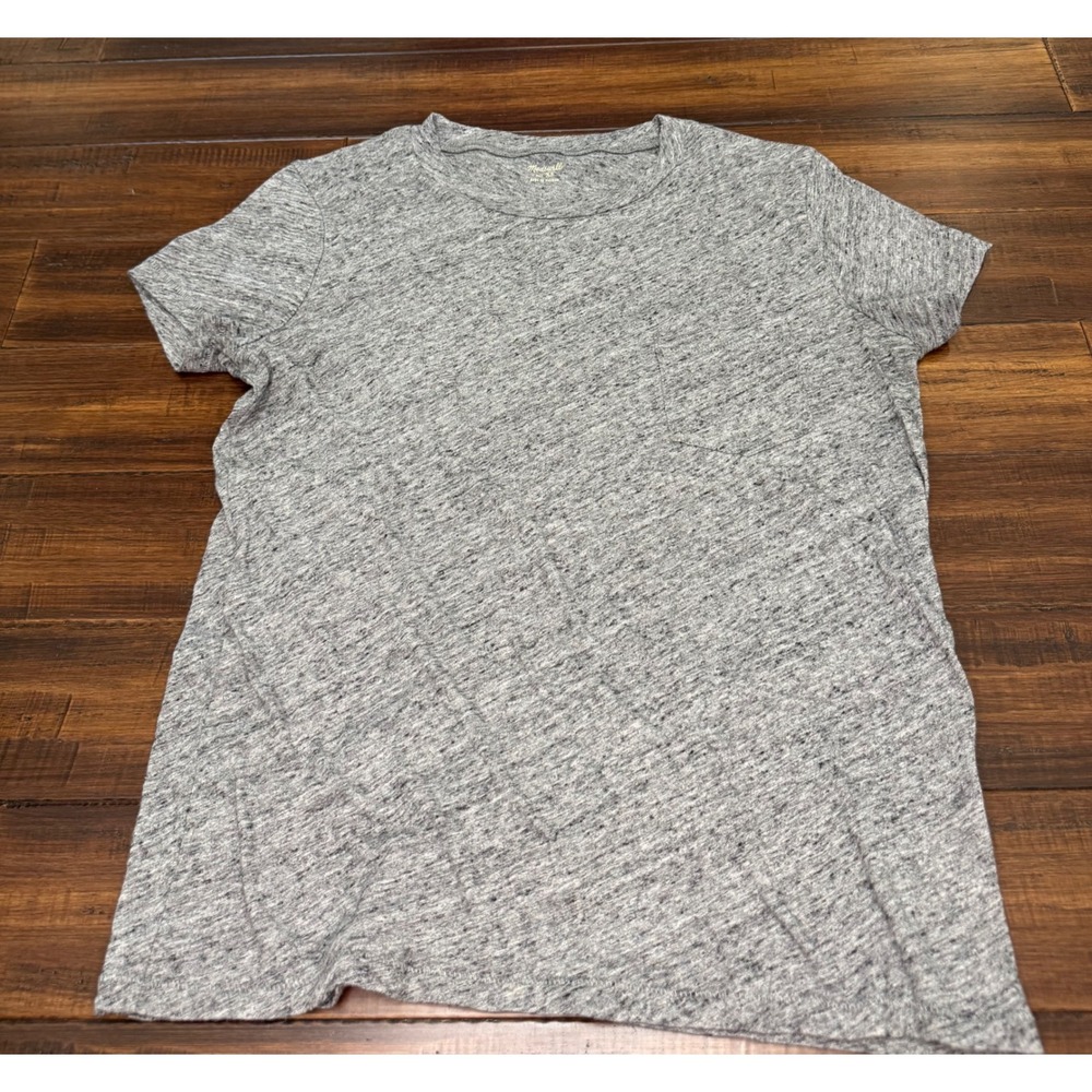 Madewell Whisper Cotton Gray Heather Marl Short Sleeve Pocket Tee Shirt XS
